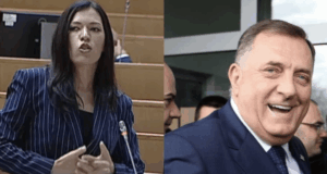 “‘Ne spominjite Dodikovo ime’: Vulićeva izvela protest na sjednici Parlamenta BiH” Vulićeva Dodik protest sjednica